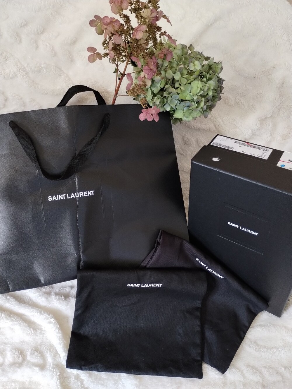 Saint Laurent Black Packaging Set with Branded Box & Dust Bags And Shoe Box